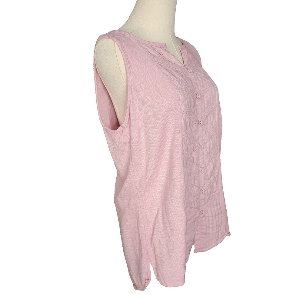 Soft Surroundings Tops M Sleeveless Tunic Lilac *faint stain* Button Coastal - Picture 11 of 17